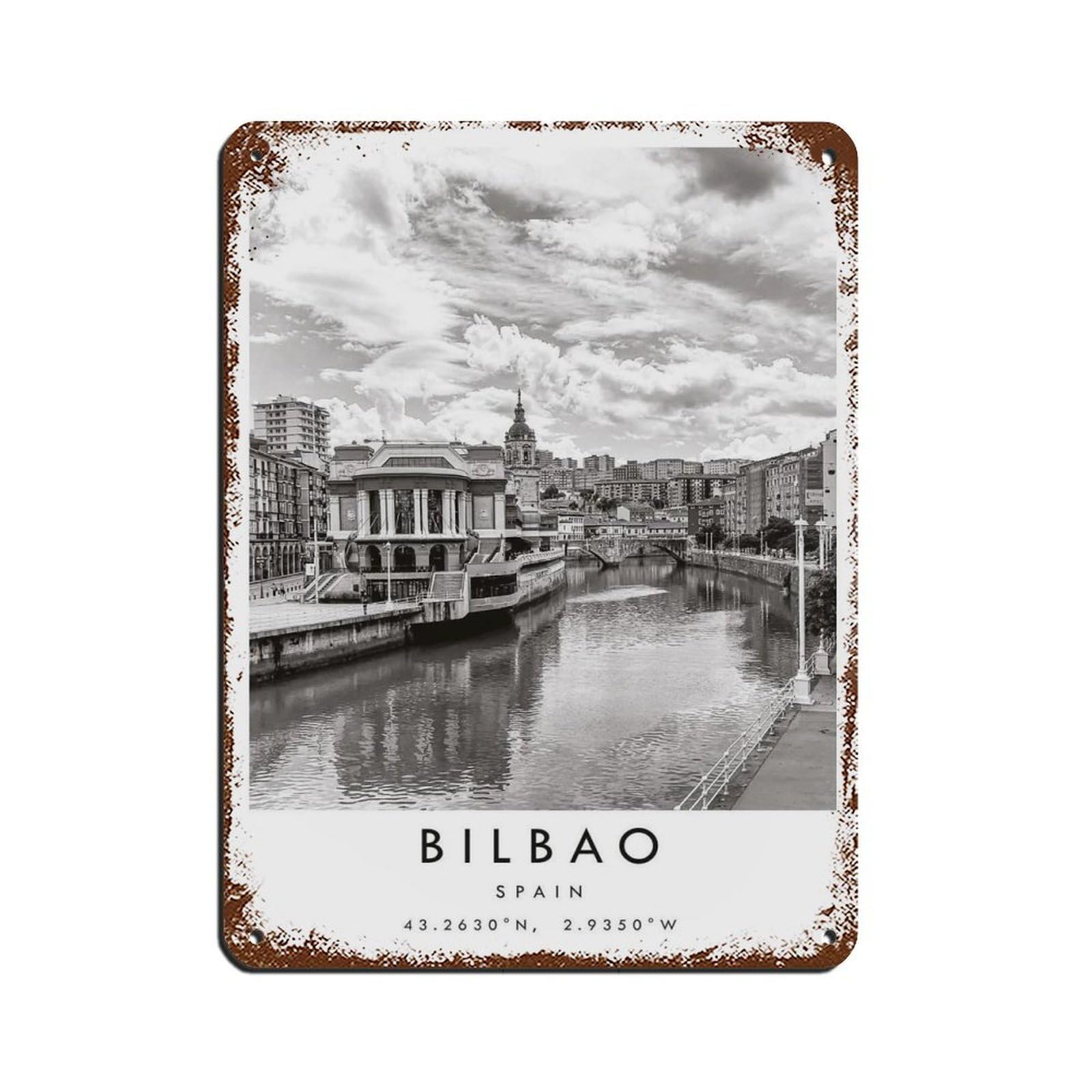 Bilbao Travel (28) Tin Sign Vintage Metal Pub Club Cafe Bar Home Wall Art Decoration Poster Retro 12x16inch(30x40cm)