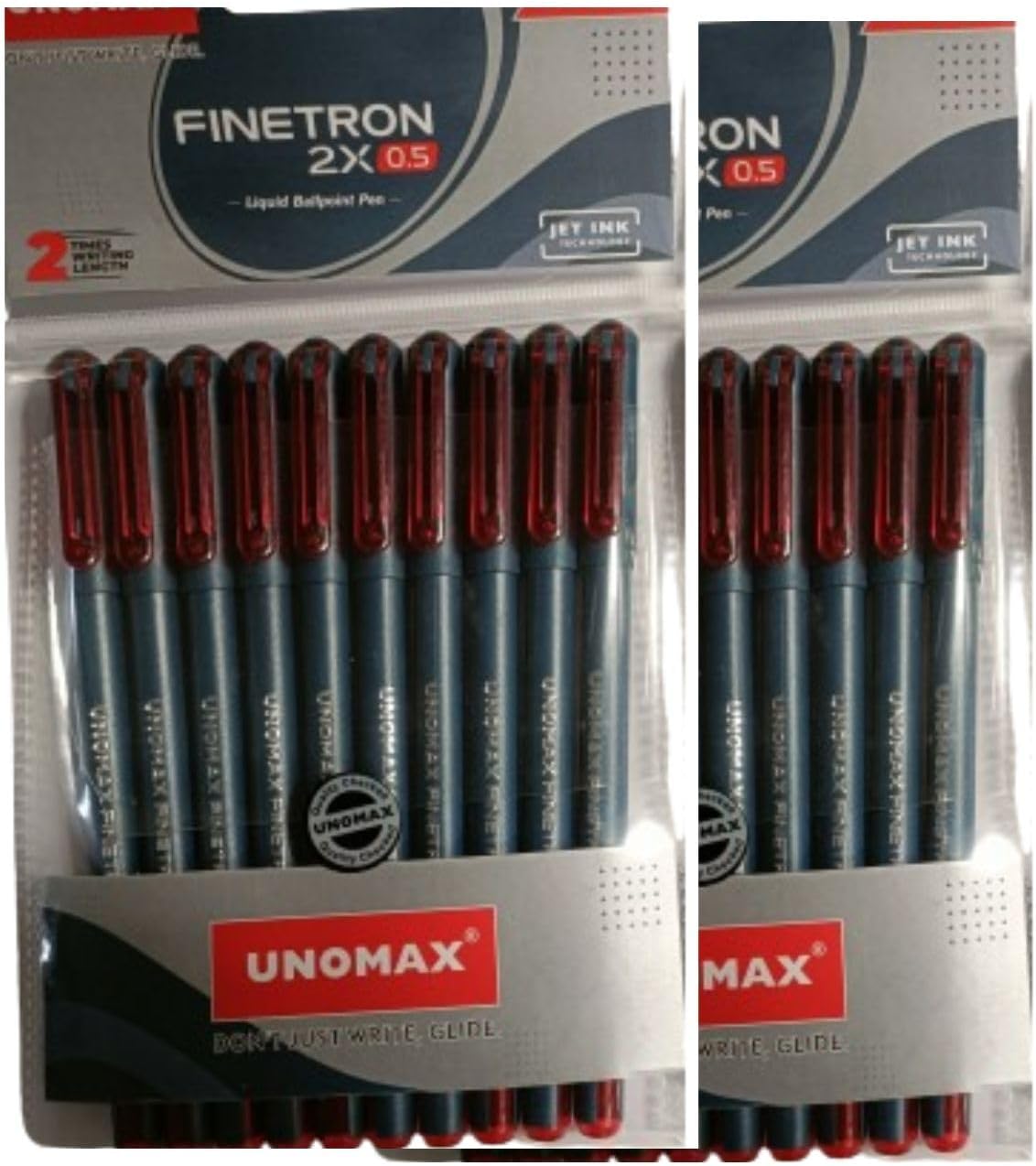 Finetron 2X 0.5 mm Ball Point Pens - Pack of 20 (20 Red) | Professional Ergonomic Design for Daily Use, Exam-Friendly | Elegant Pens for Bold and Precise Writing with 0.5mm Tip Size