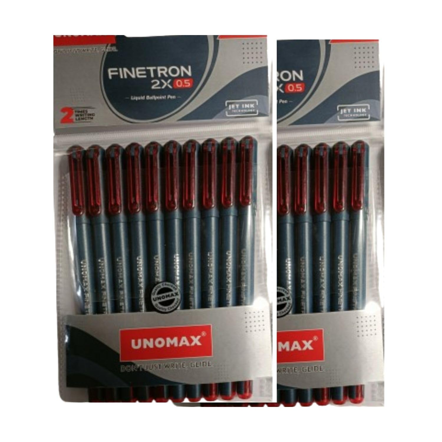 Finetron 2X 0.5 mm Ball Point Pens - Pack of 20 (20 Red) | Professional Ergonomic Design for Daily Use, Exam-Friendly | Elegant Pens for Bold and Precise Writing with 0.5mm Tip Size