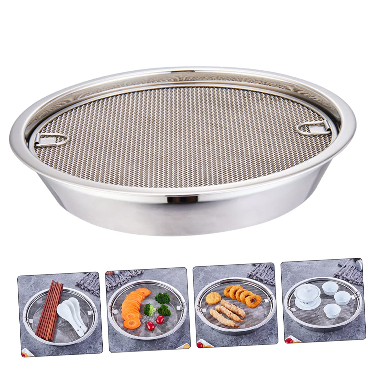 Rejilla De Drenaje De Aceite De Acero Inoxidable 10.43X10.43 Pulgadas Con Bandeja Escurridor Cocina Para Frutas Verduras Fritos