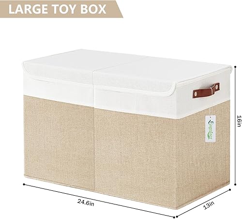 Miniatura 2 de Caja grande de almacenamiento de juguetes con tapas, plegable, resistente, organizador de almacenamiento de bebé, cesta para niños, niñas, sala de