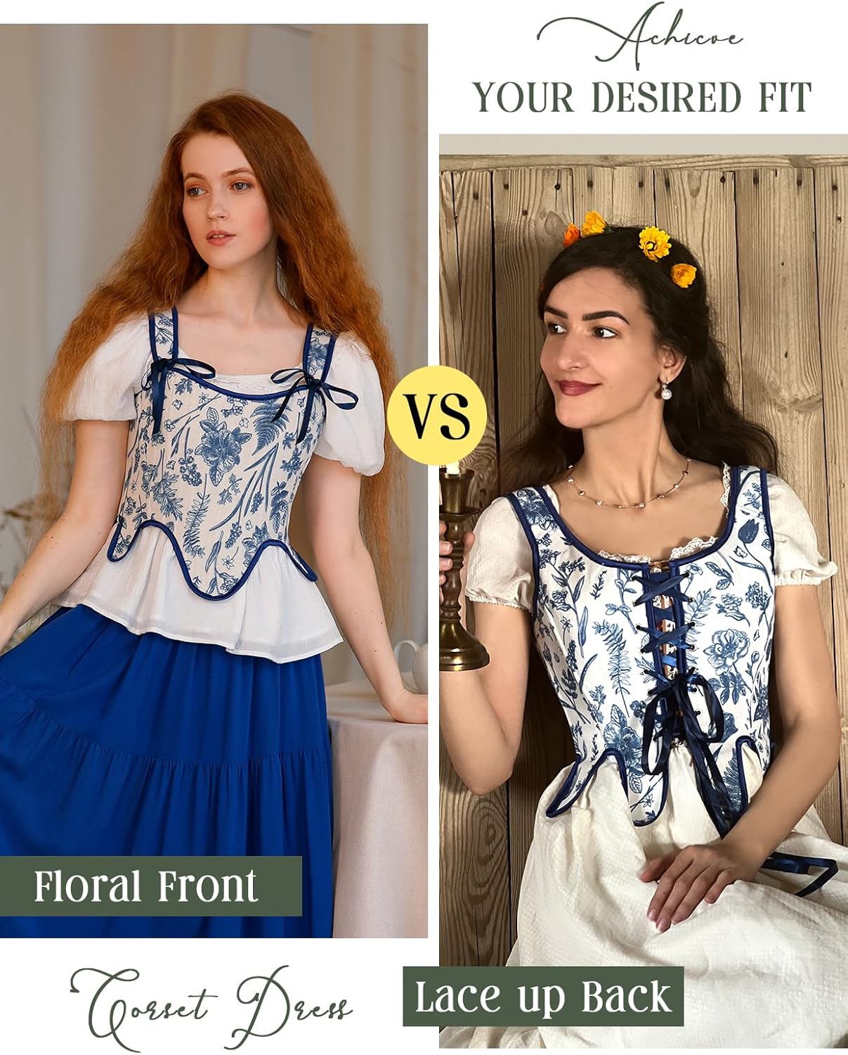 SCARLET DARKNESS Bustier Tops for Women Renaissance Floral Lace Up Bodyshaper Corset with Zipper - Image 3