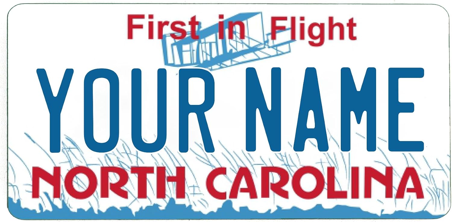 Personalized License Plate Magnet, Custom Fridge Magnet with Your Text, All 50 States Available, Durable Hardboard Refrigerator Magnet, State License Plate Souvenir, North Carolina, Large 4.43x9Inch