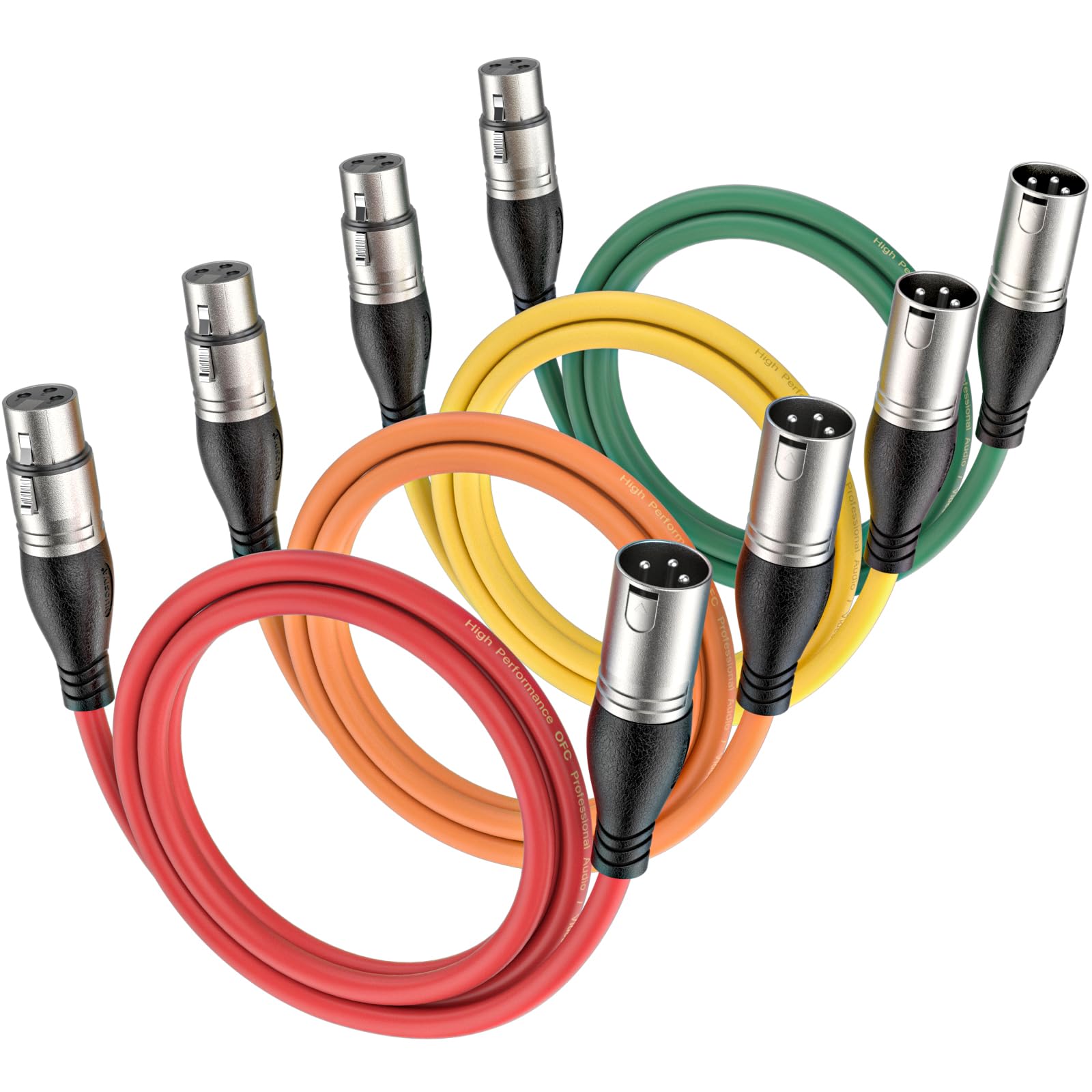 Lot De 6 Câbles Microphone XLR Mâle/femelle – 30 Cm, 6 Couleurs, Conducteur OFC, Pour Audio Professionnel - 9