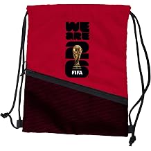 Red FIFA World Cup 2026 Drawstring Backsack Lightweight Backpack with Zippered Front Pocket and Official Logo Great for Travel or Everyday Use