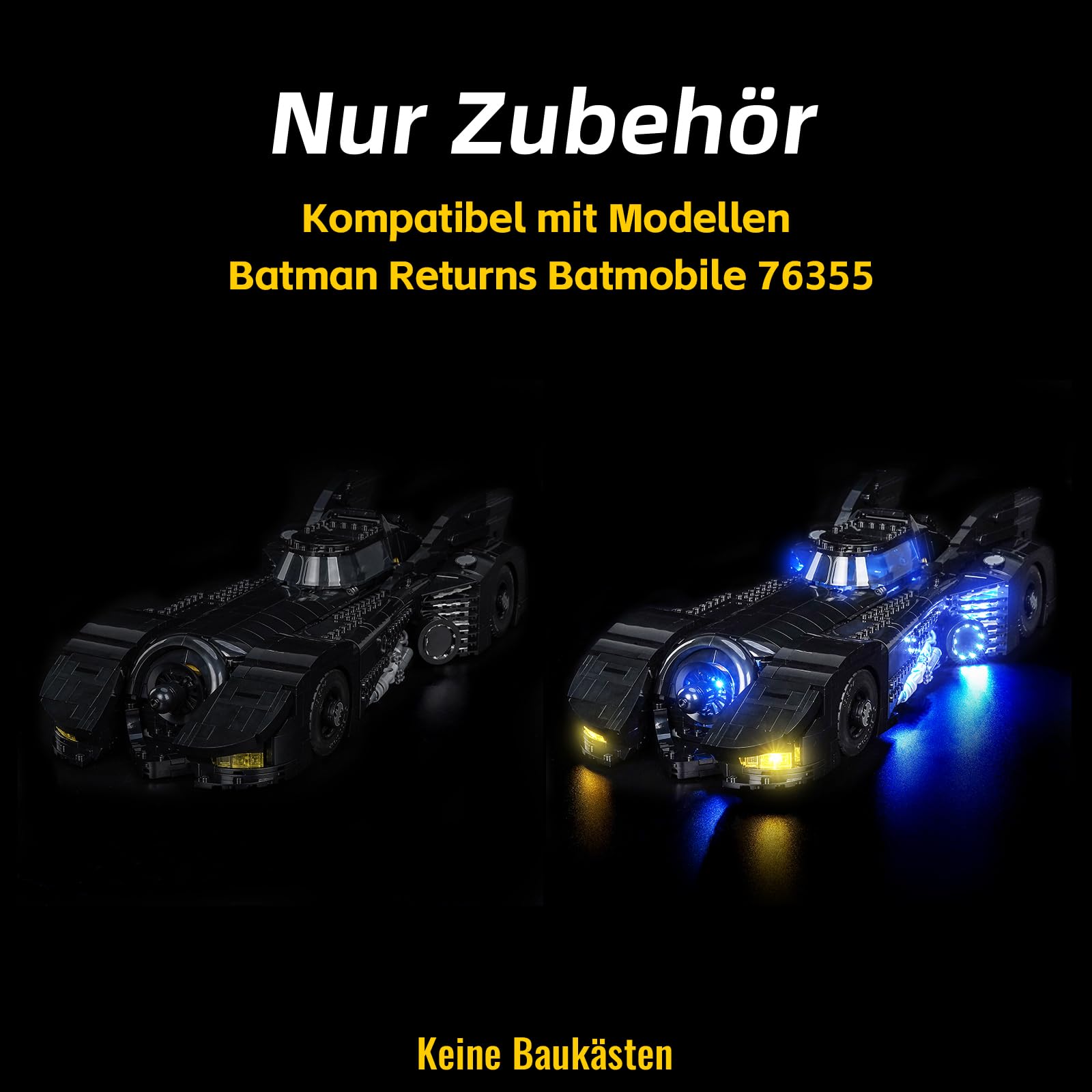 BrickBling Kit di luci con telecomando compatibile con Lego 76355 Batmobile