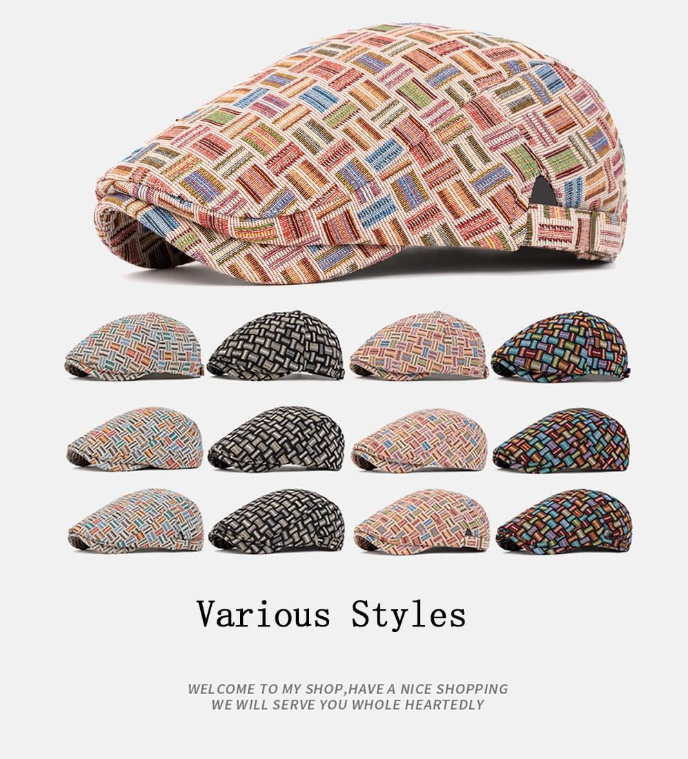 Quanhaigou Unisex Denim Newsboy Hats Flat Ivy Gatsby Cabbie Driving Berets Hat Cotton Dad Cap for Men Women - Image 2