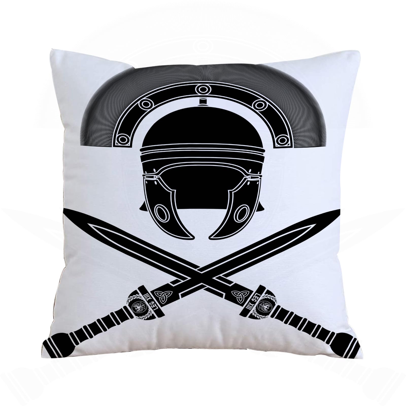 ERRTU Throw Pillow Case Pillowcase Square Printed Cushion Cover for Living Room Sofa Couch Bed Car,Toga Party, classic Roman helmet and ancient knight swords,16x16 in