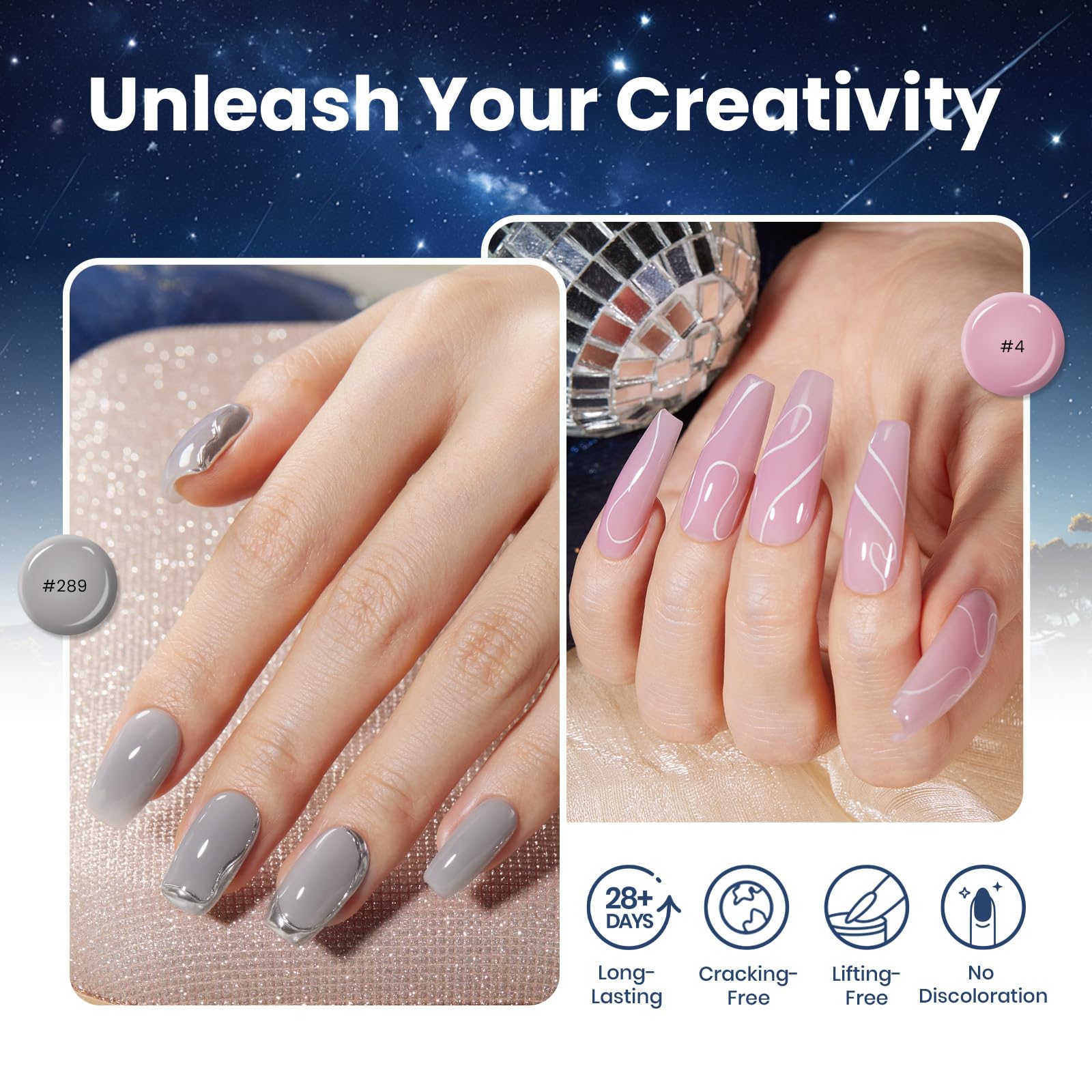 Beetles Poly Nail Gel Kit - 6 Colors Jelly Nude Extension Kit with Slip Solution Builder Nail Enhancement for Beginner & Professional Long Lasting DIY Home Gift for Women, UV & LED Needed: Dazzling Night