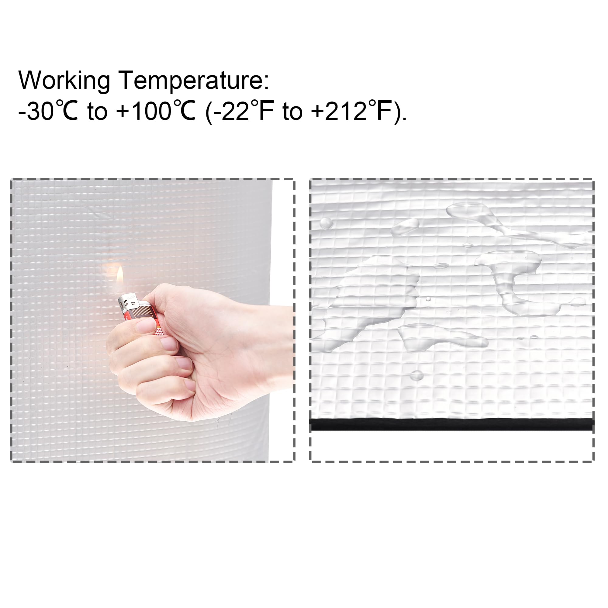 uxcell Hoja de aislamiento, 1 mx1 mx5 mm autoadhesivo en relieve lámina de aluminio impermeable barrera térmica resistente al calor, para pared de techo tubo de conducto HVAC, espuma de goma