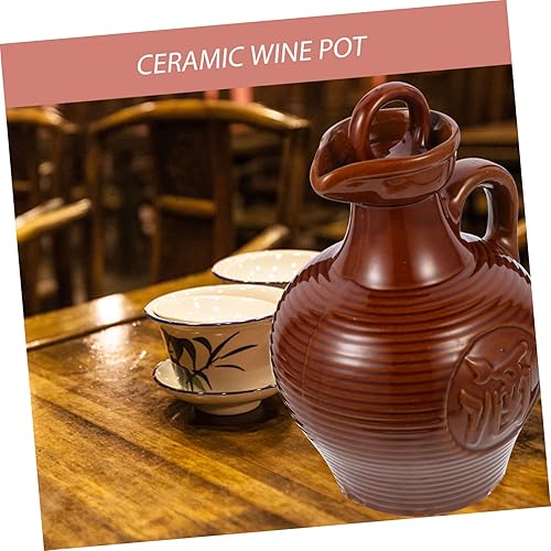 Miniatura 7 de UPKOCH Jarra de arcilla con mango de cerámica, frasco de cadera, jarra de vino de cerámica, hervidor de agua para restaurante, olla para el hogar