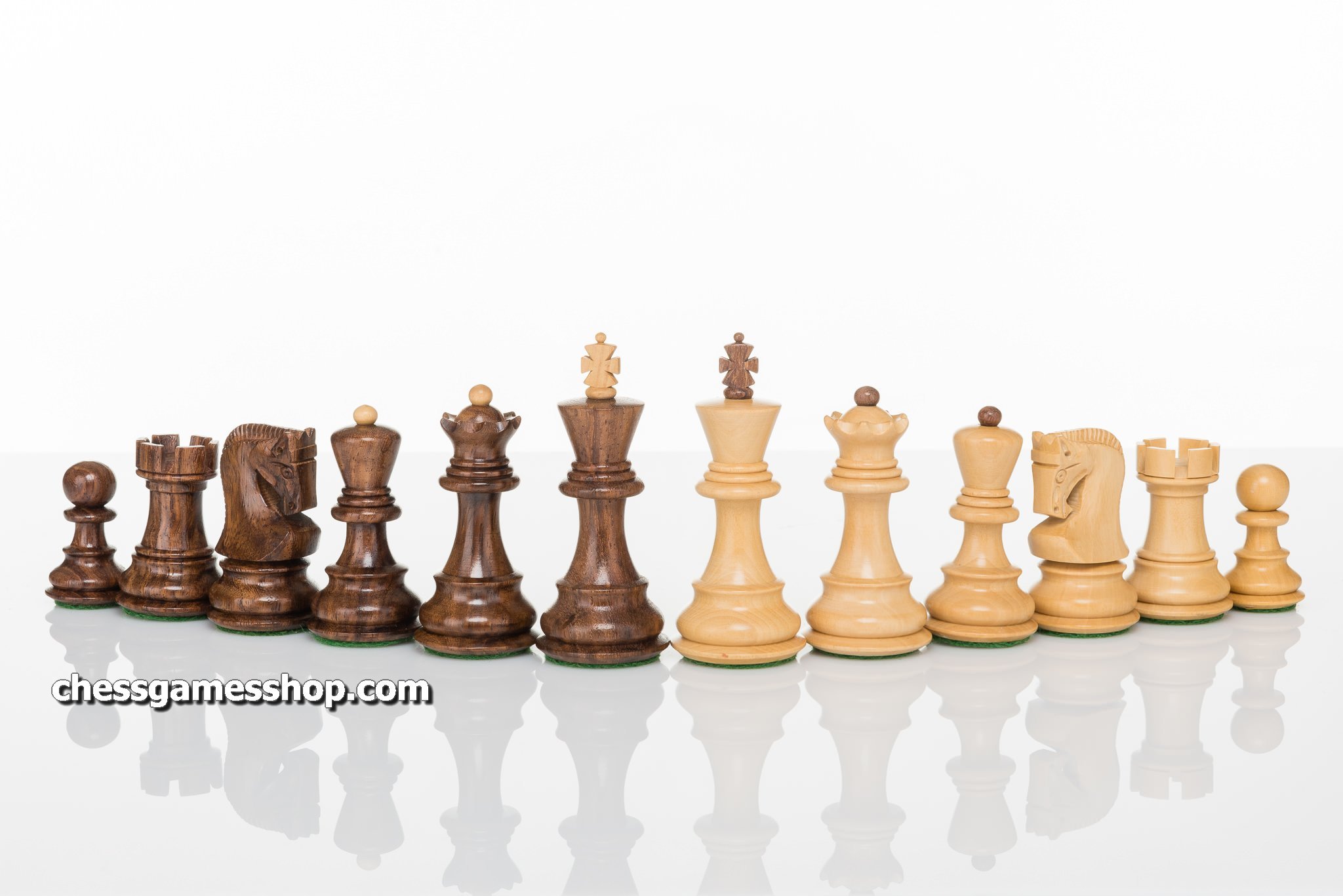 Dubrovnik Zagreb Royal Wooden Chess Pieces - Chessmen 3" -Weighted, Felted - Luxury, Gift Item