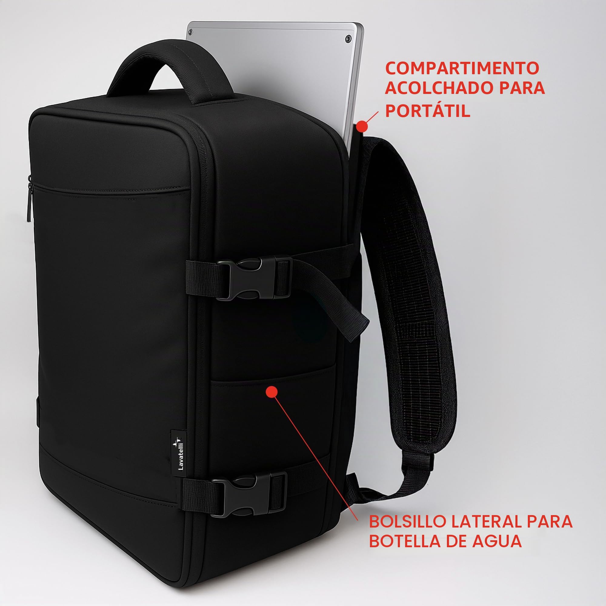 Lavatelli, Mochila Vacío Ryanair 40x30x20 + Bomba USB-C & 2 Bolsas 40x45 | Vac-u-Bag, Equipaje de Mano Low Cost EasyJet | Mochila Premium de Viaje