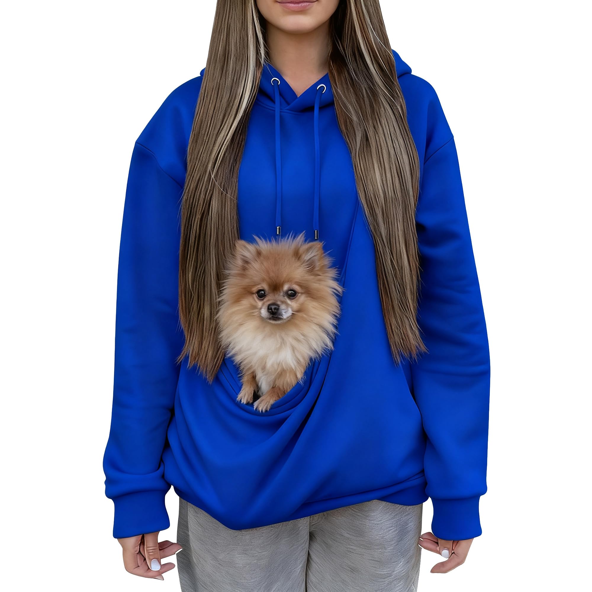 Sweat à capuche pour animaux avec grande poche kangourou bleu XXL