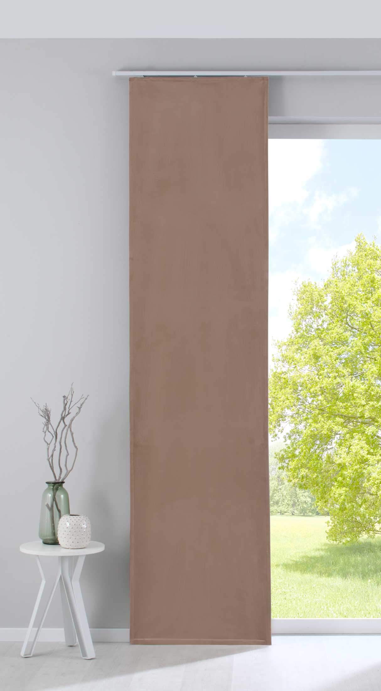 Gardinenbox: tenda a pannello Milano in velluto, opaca, asta di contrappeso, colore sabbia, altezza x larghezza 245x60 cm