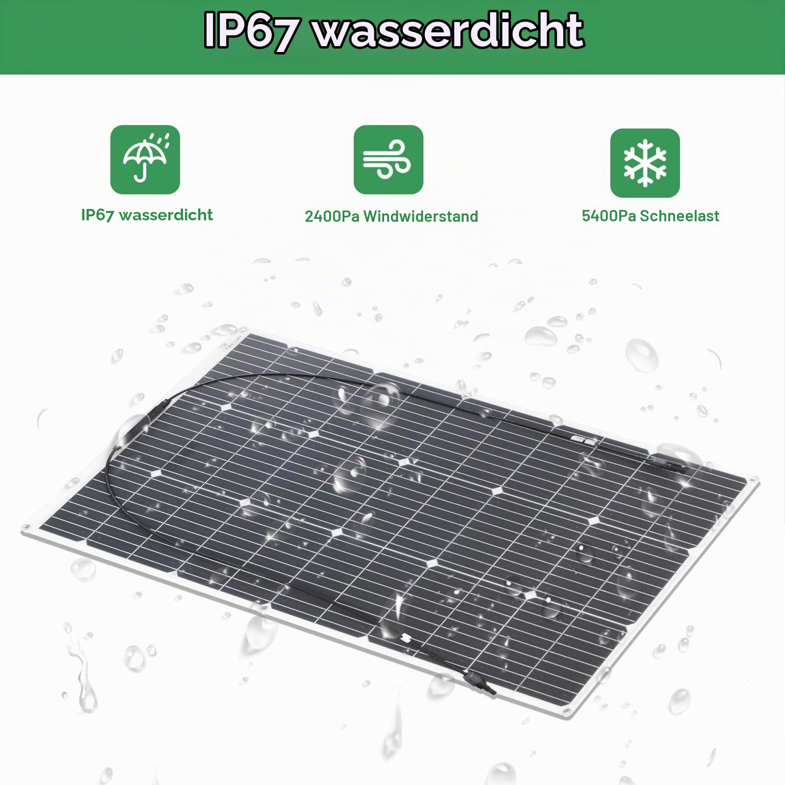 Flexibles Solarmodul 100W Solarpanel Tragbar für Camping Boot Garten