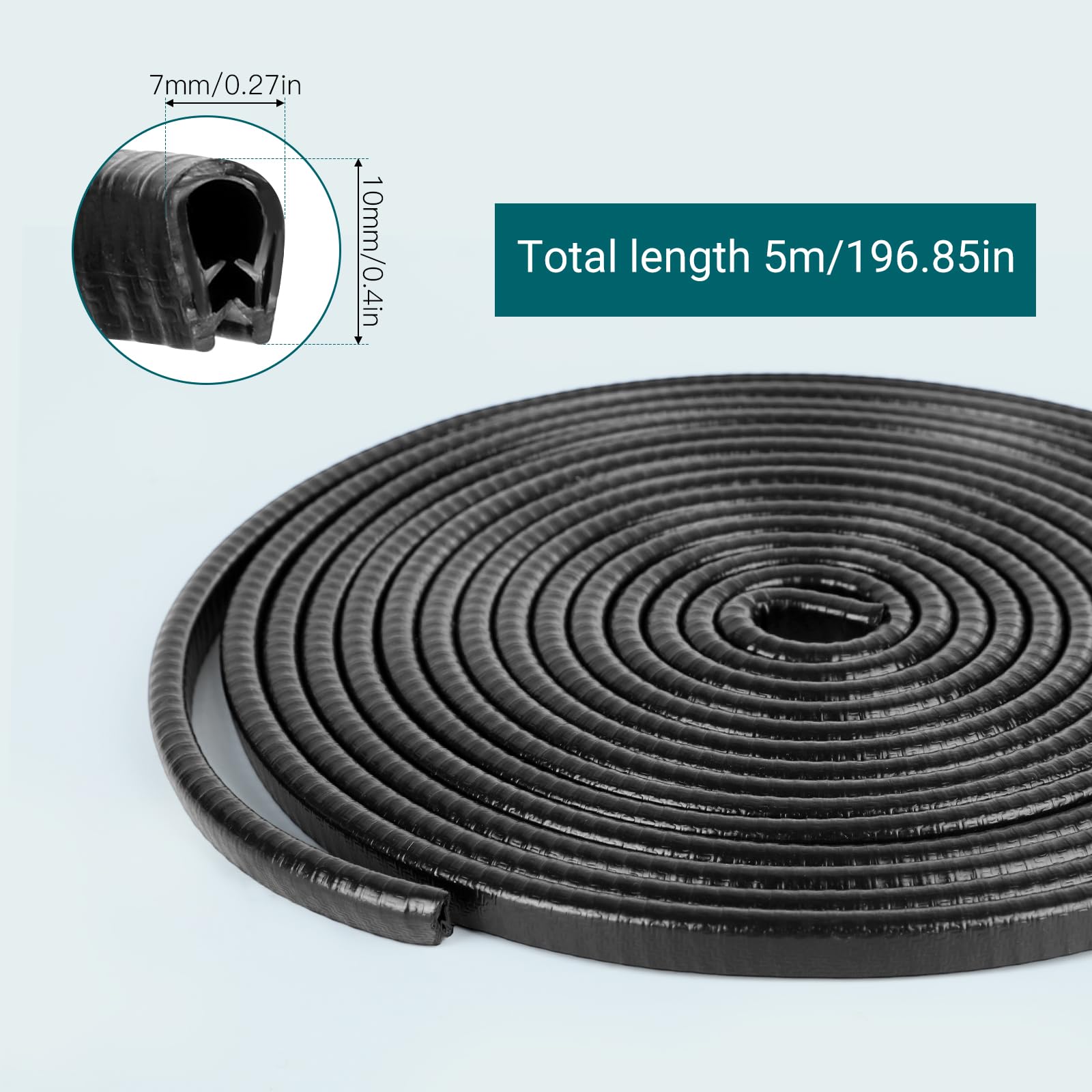 Ochrona krawędzi do blachy, ochrona krawędzi drzwi samochodowych, 5 m, ochrona krawędzi w kształcie litery U, guma do większości samochodów, takich jak blachy, limuzyny, ciężarówki, SUV, ATV, statki