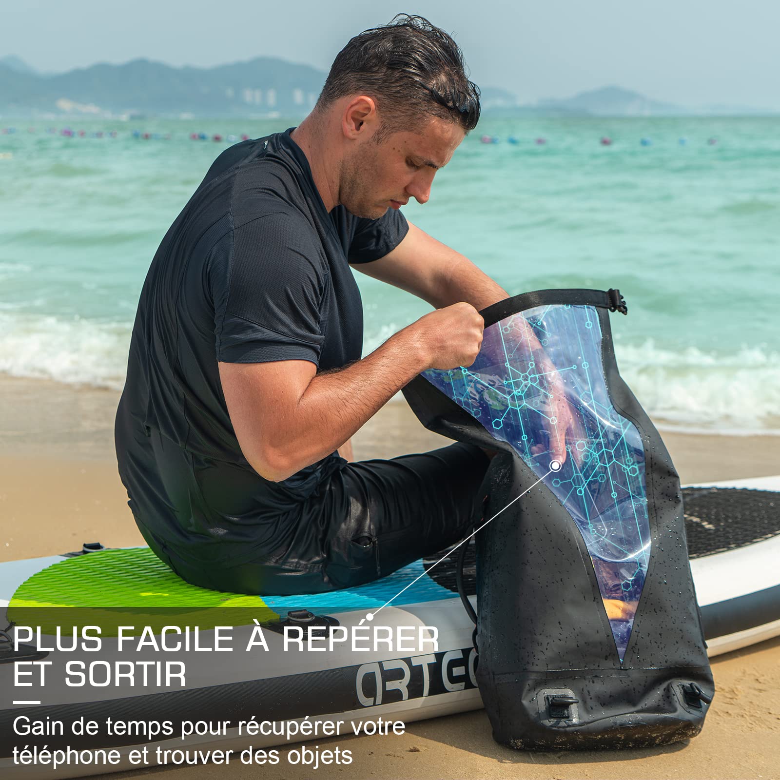 Sac Etanche Amélioré 45l 40l 30l 20l Waterproof Sac étanche Dry Bag avec épaulette，Parfait pour Le Paddle Kayak Canoë Camping Pêche Natation Rafting