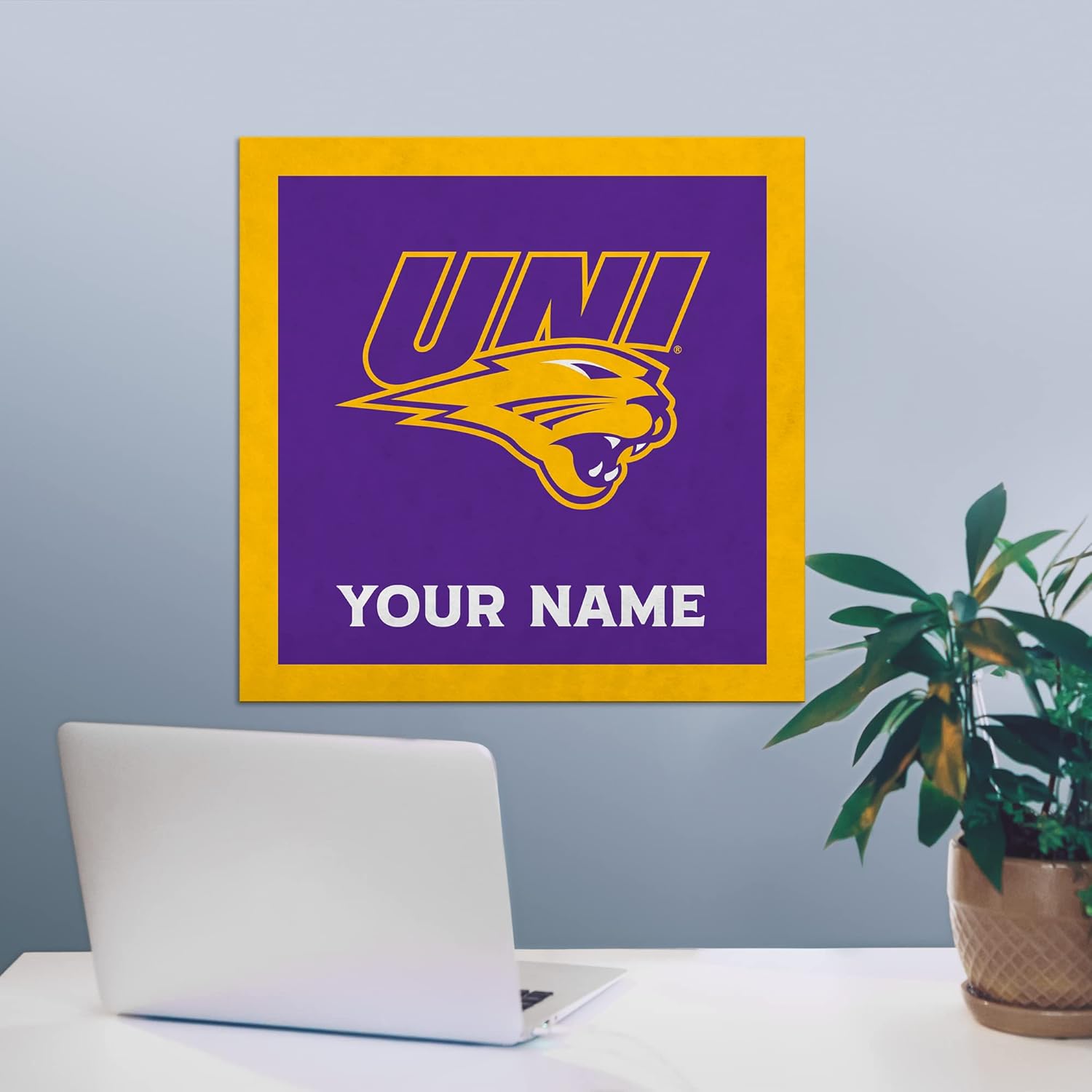 Rico Industries NCAA Northern Iowa Panthers Personalized 23" Felt Wall Banner - Sports Decor for Man Cave, Game Room, Office & Bedroom - Long-Lasting, Customizable Wall Decorations - Made in The USA