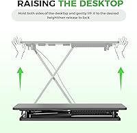 Vista 8 de Standing Desk Converter Adjustable Height, 25.16" × 15.75" Height Adjustable Desktop Riser, No Assembly Required, Desktop Workstation for Laptop