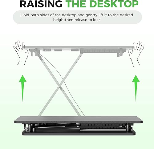 Miniatura 8 de Convertidor de escritorio ultradelgado de pie y sentado, elevador de escritorio ajustable de altura de 25.16 x 15.75 pulgadas, no requiere montaje,