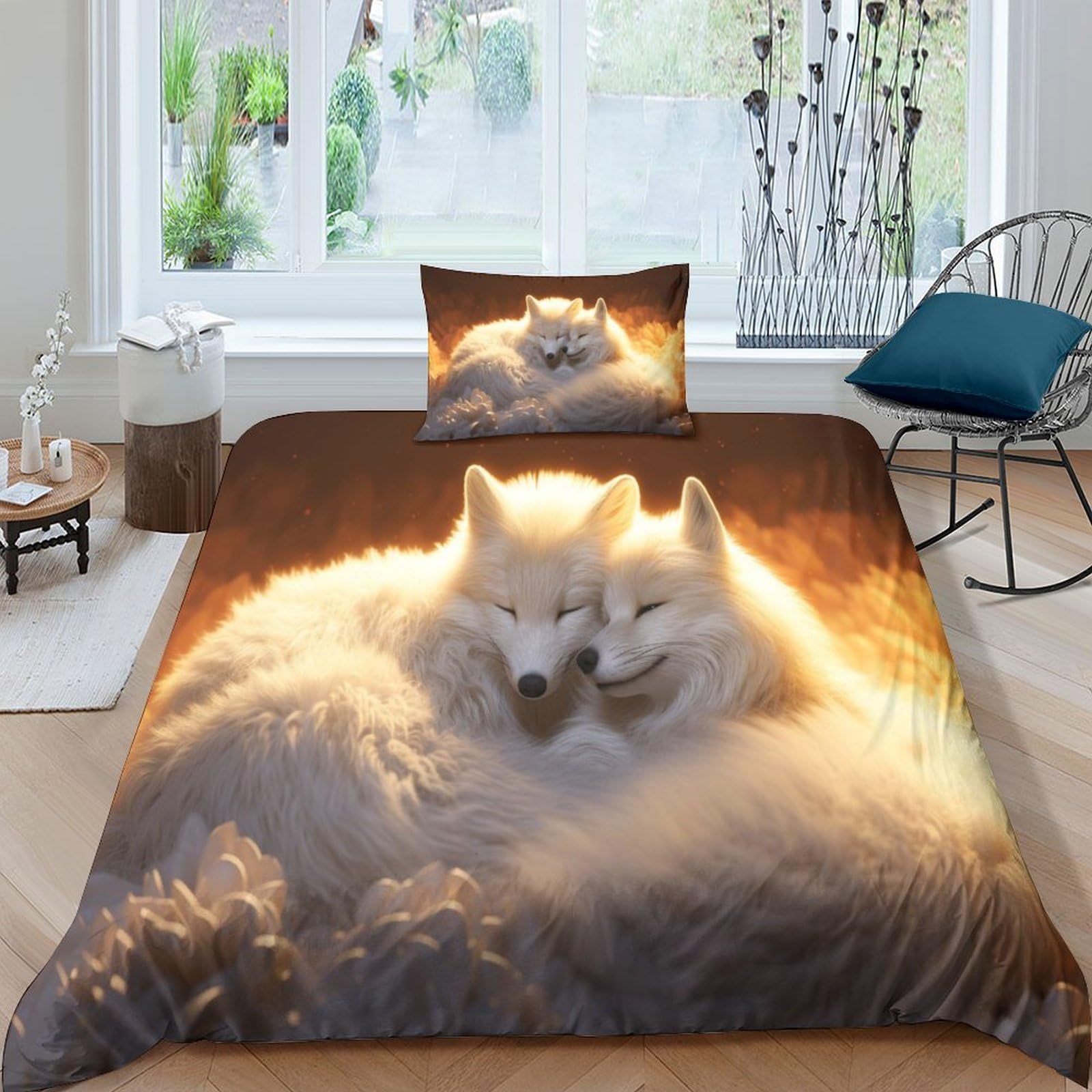 Housses de couettes loup pour lit simple ensemble de literie enfant
