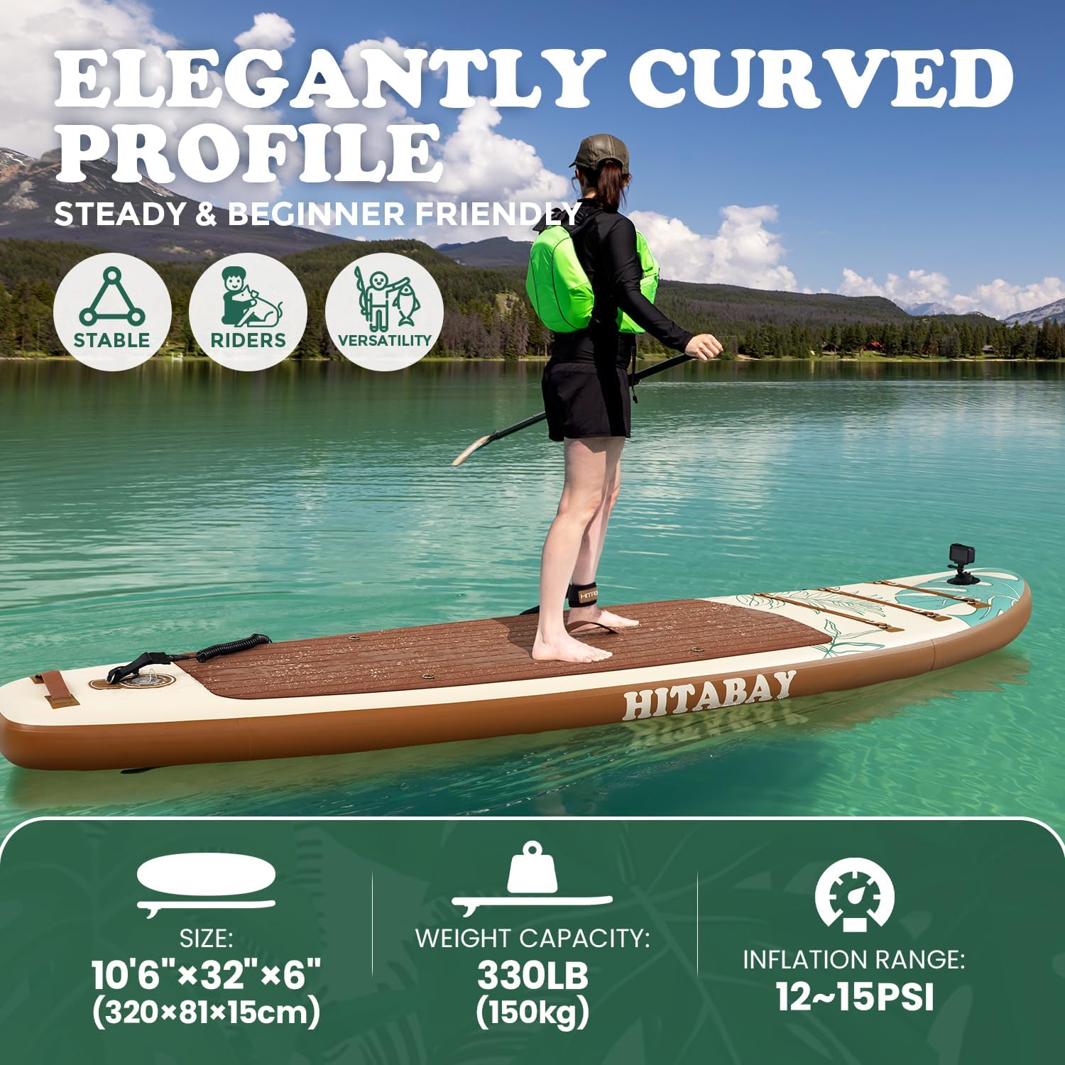Inflatable Stand Up Paddle Board 10'6" All-Around SUP Kit - Lightweight (16 lbs), Stable & Durable, Camera Mount & Complete Accessories - SUP Board for Beginners & All Skill Levels