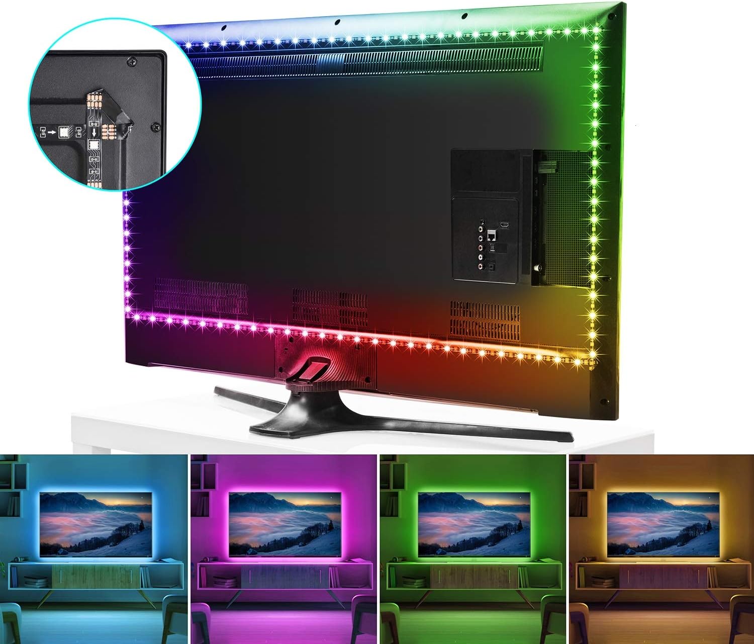 LED Strip Lights, 9.8FT USB TV Backlight Kit TV Lights 20 Color Changing 5050 LEDs Bias Lighting with 44-Key IR Remote Controller for 46 Inch~70 Inch HDTV PC Monitor Home Theater Decoration