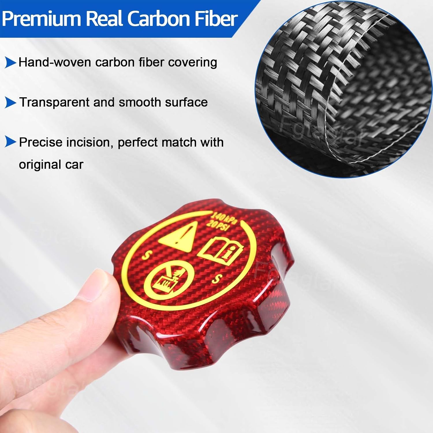Real Carbon Fiber Coolant Cap Compatible with Chevrolet Corvette C8 2020-2026, Front Trunk Radiator Water Tank Switch Trim Caps, Radiator Liquid Storage Trim Cover, Style A (Red)