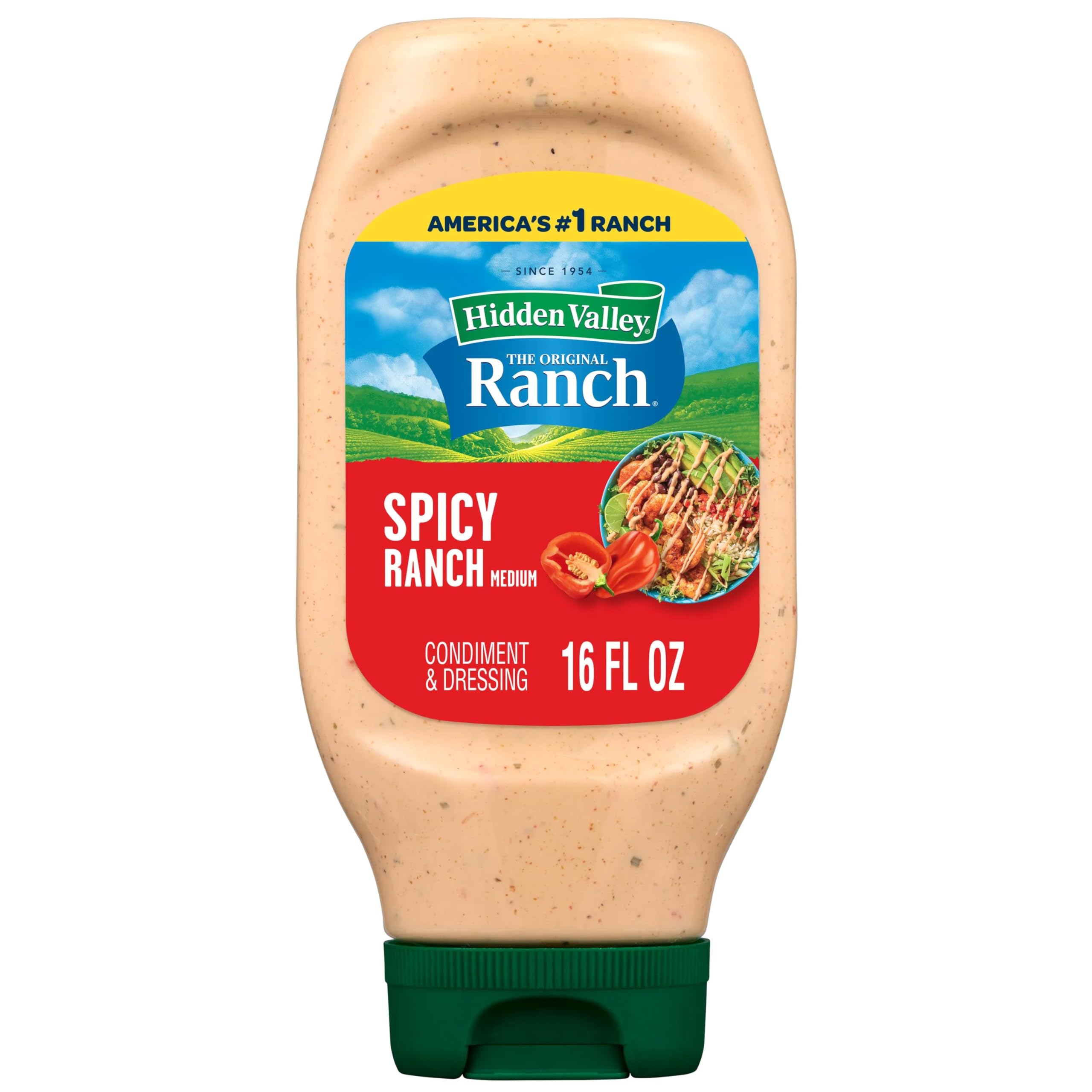 Hidden Valley Spicy Ranch Condiment and Dressing, Easy Squeeze Bottle, 16 Fl Oz (Package May Vary)