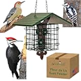 JCs Wildlife Fleur de Lis Suet Feeder with Eco-Friendly Poly Lumber Roof - Holds 2 Seed or Suet Cakes
