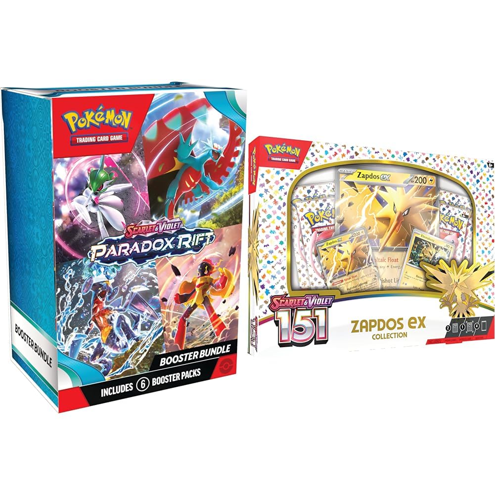 Pokémon TCG: Scarlet & Violet—Paradox Rift Booster Bundle (6 Booster Packs) & TCG: Scarlet & Violet—151 Collection—Zapdos ex