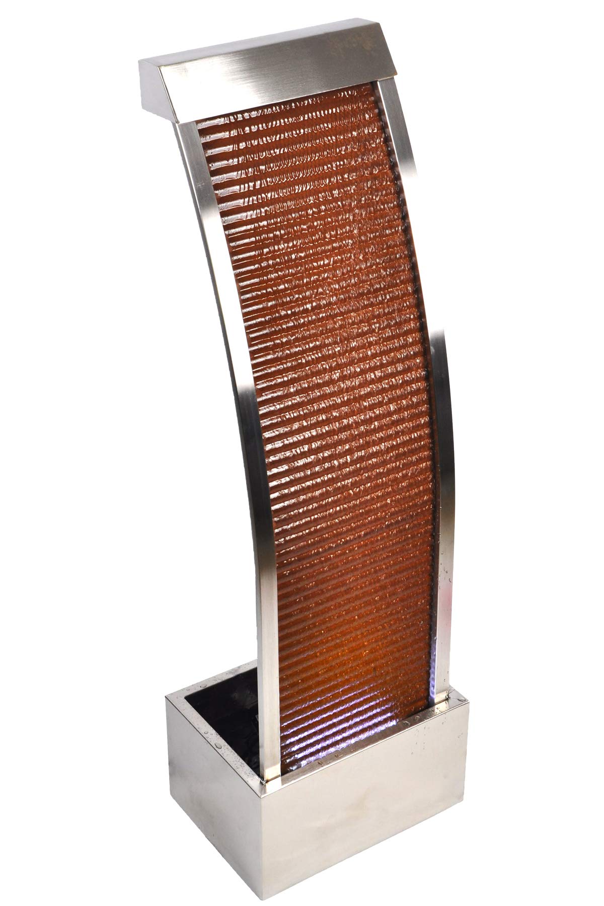 Köhko® Pared de agua aprox. 97 cm de acero inoxidable en forma de hoja con iluminación LED.