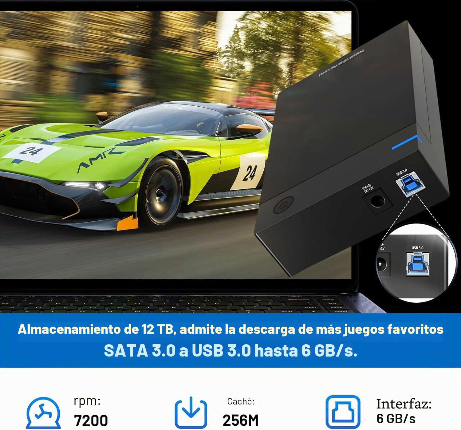 Kinhank Disco duro retro de 12 TB con más de 96.000 juegos, consolas de juegos retro compatibles con más de 400 emuladores, más de 6000 juegos 3D, disco duro portátil compatible con Win 7/8/10/11