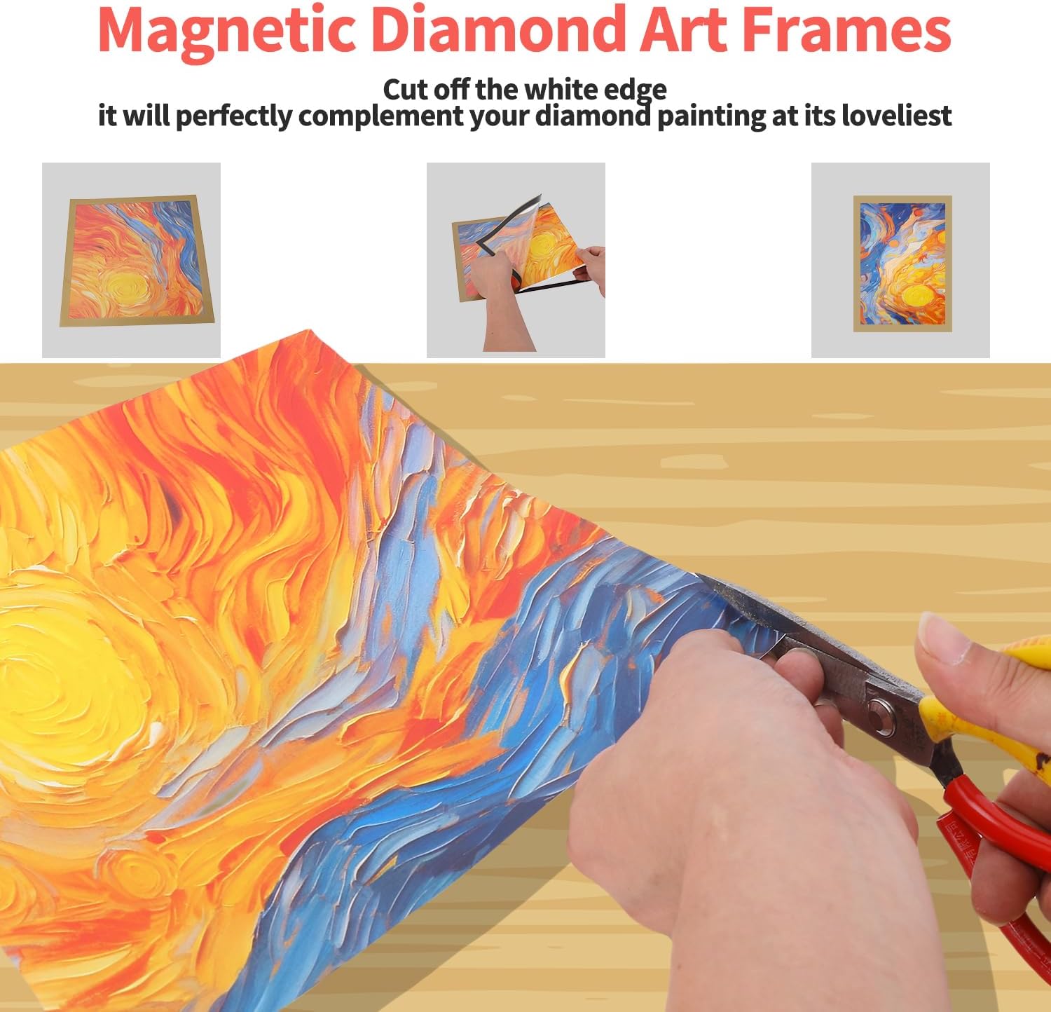 XEUZK Diamond Art Frames - 12 Pack (Gold) 30x40cm, Magnetic Diamond Art Painting Canvas Frame 12"x16",PVC Self Adhesive Suitable for 10x14 in(25 * 35cm) Picture for Home Office Wall Door Decor