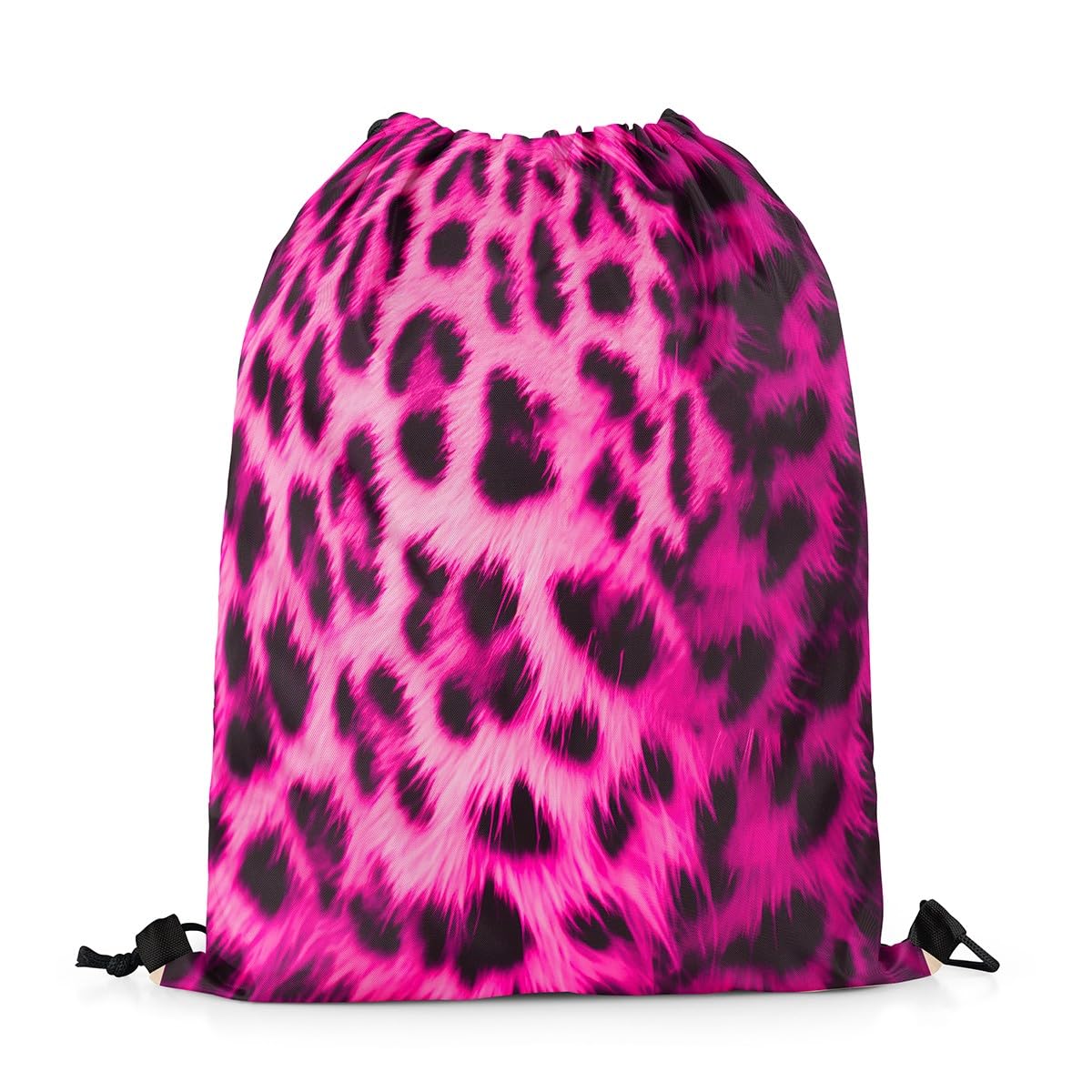 Homewish Pink Cheetah Drawstring Bags,Leopard Print Drawstring Backpack 33 x 40 cm for Sport Gym Swim Yoga Camping,Vintage Neon Leopard Draw String Back Bag,Animal Skin Texture String Backpack