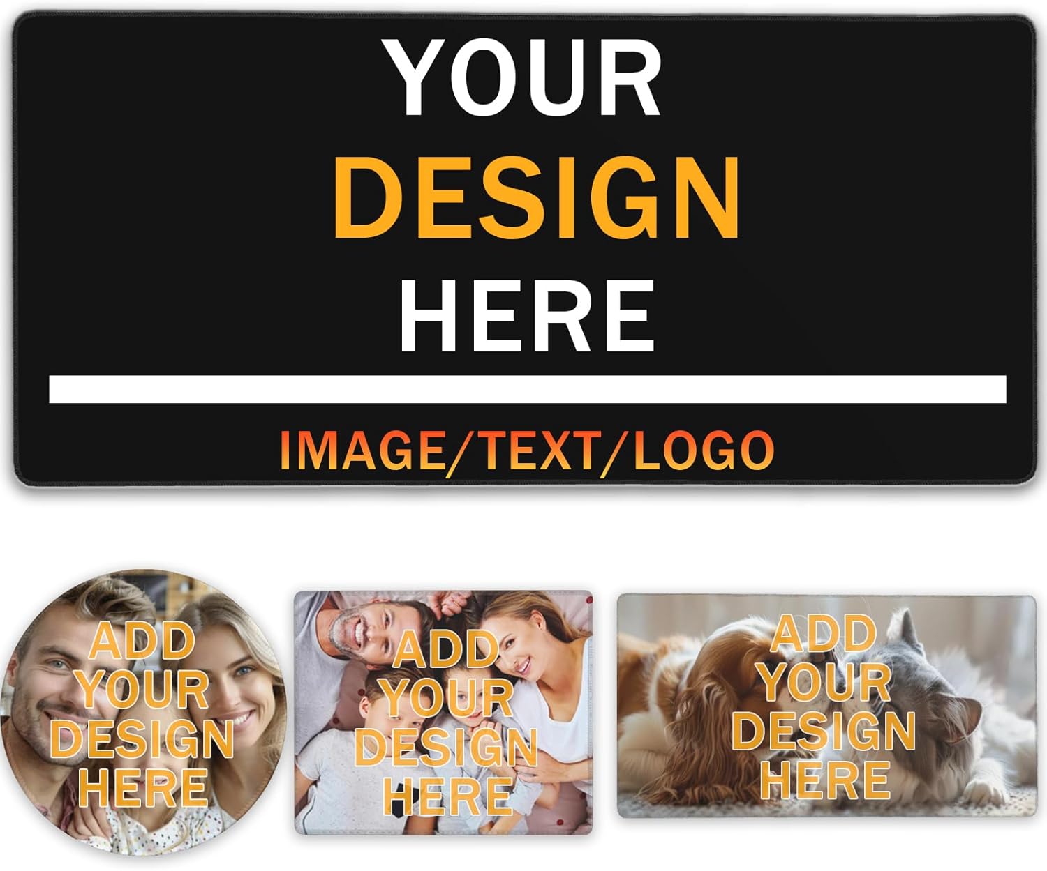 Custom Mouse Pad, Personalized Mousepad with Photo Text Logo, Customized Non-Slip Waterproof Rubber Base Mousepad for Office Home Gaming