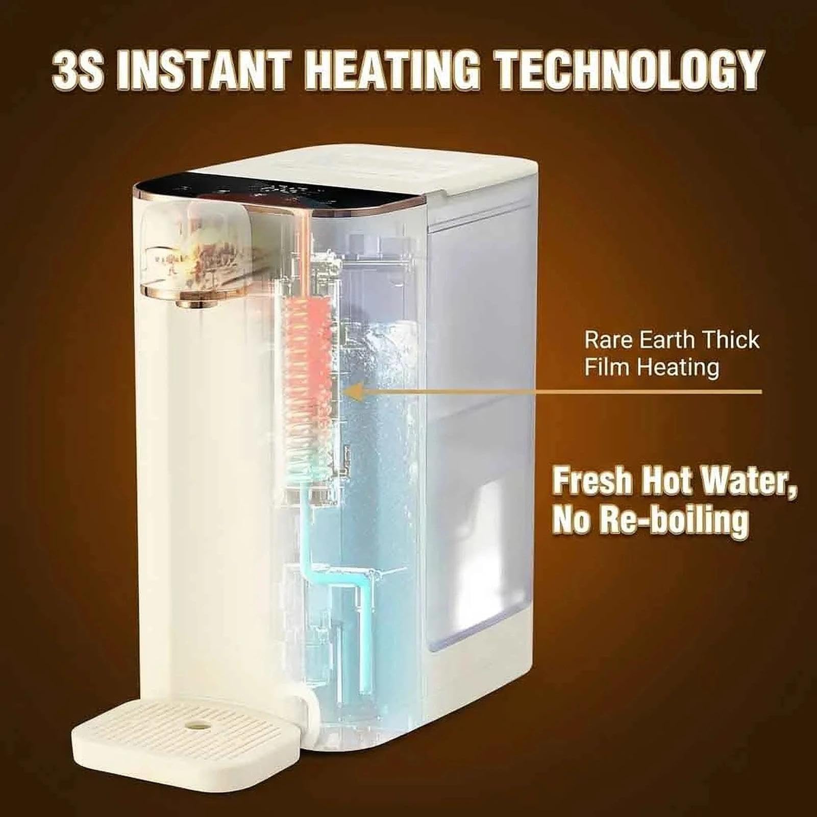 Dispensador De Agua Caliente Instantánea De 2000 W, Hervidor Eléctrico De 3 L Con Luz Nocturna Y Bloqueo Infantil, 5 Ajustes De Temperatura Y 3 De Volumen, Calentador De Agua De Sobremesa Para Té