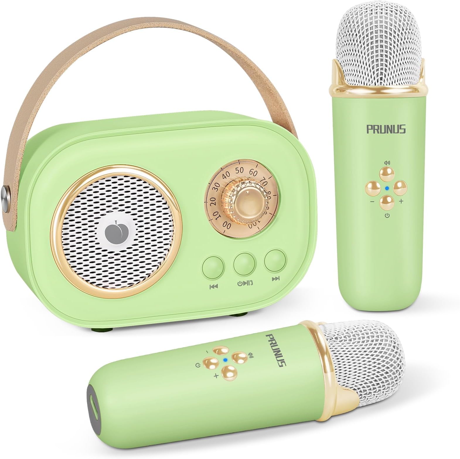 Sponsored Ad – PRUNUS Mini Karaoke Machine, Bluetooth 5.0, 2 Wireless Mics, Portable Speaker, Home Party, Kids, Girls Boys, Green, Hifi Sound, Double Fun