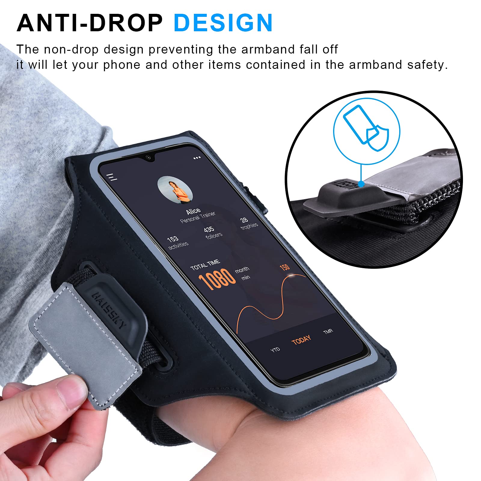 HAISSKY Running Sport Armbands For IPhone 16 15 14 13 12 Pro Max 14 Plus Samsung S24 Ultra Zipper Arm Bag Case For AirPods Pro 3 - 202192403 - View #5