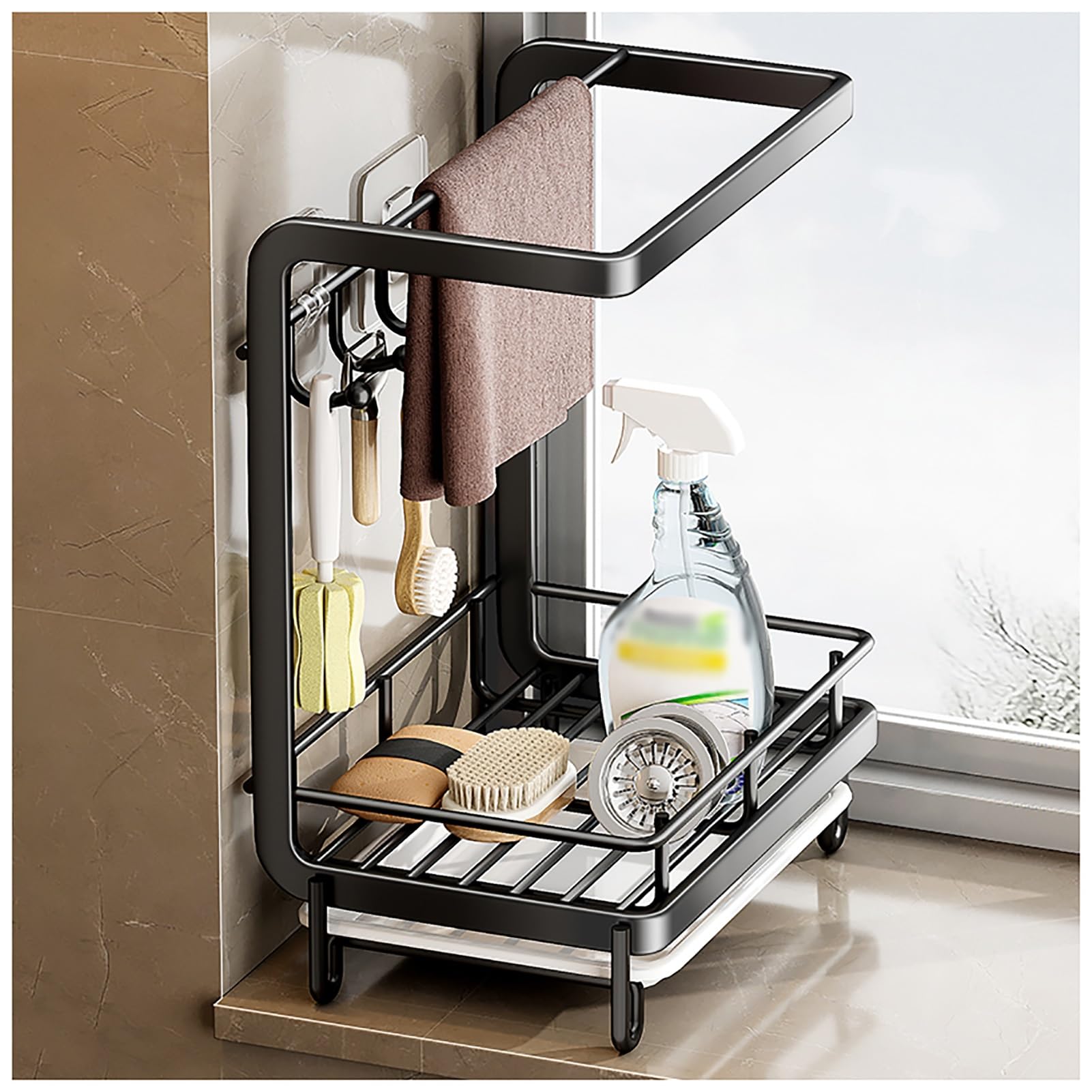 Organizador De Especias, Rejilla para Secar Platos Rejilla para Horno De Microondas, con Bandeja De Escurridor, Portavasos Y Portautensilios, para Baño, Dormitorio, Cocina