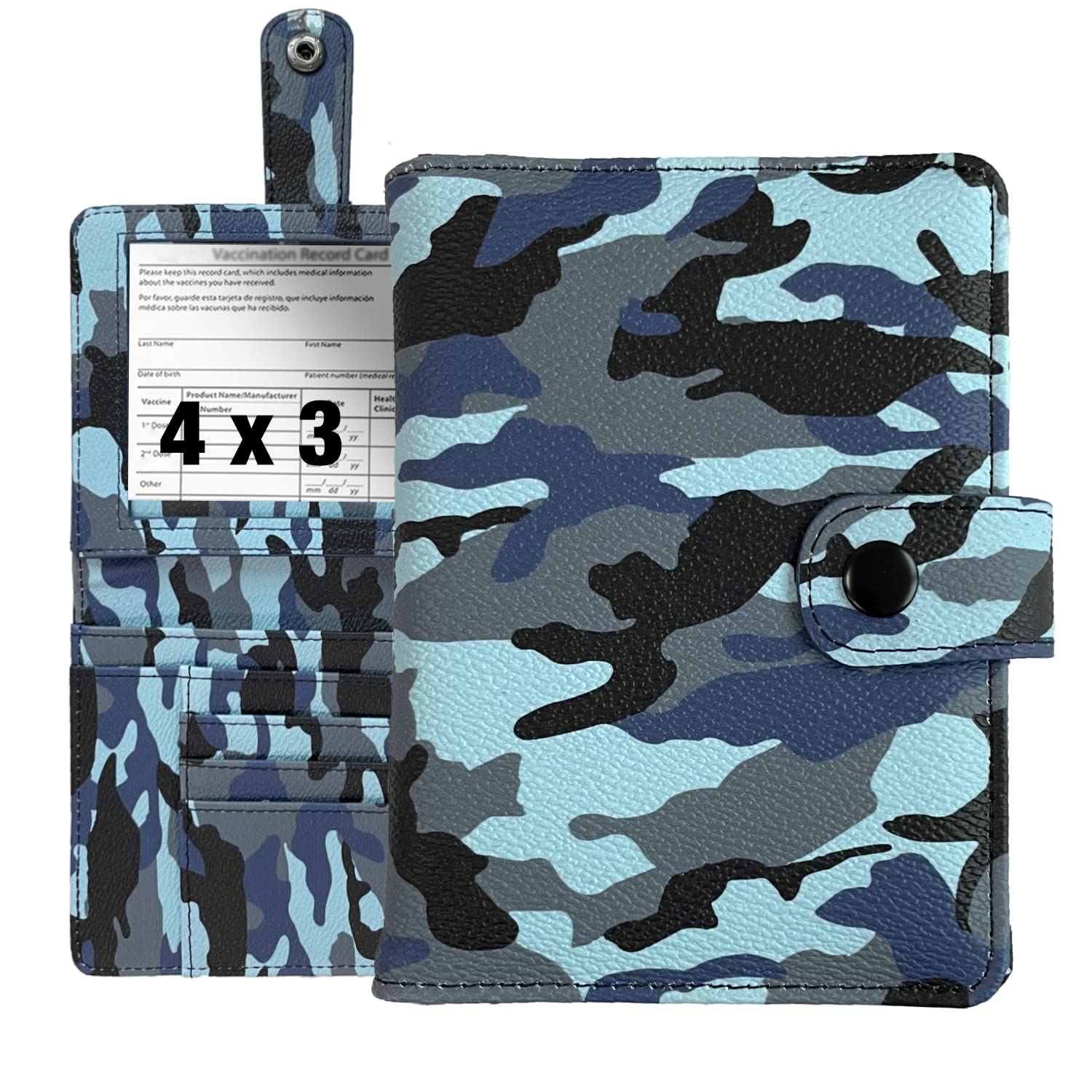 EUEHIE Passport Holder with 4x3 Card Holder, PU Leather Passport Cover