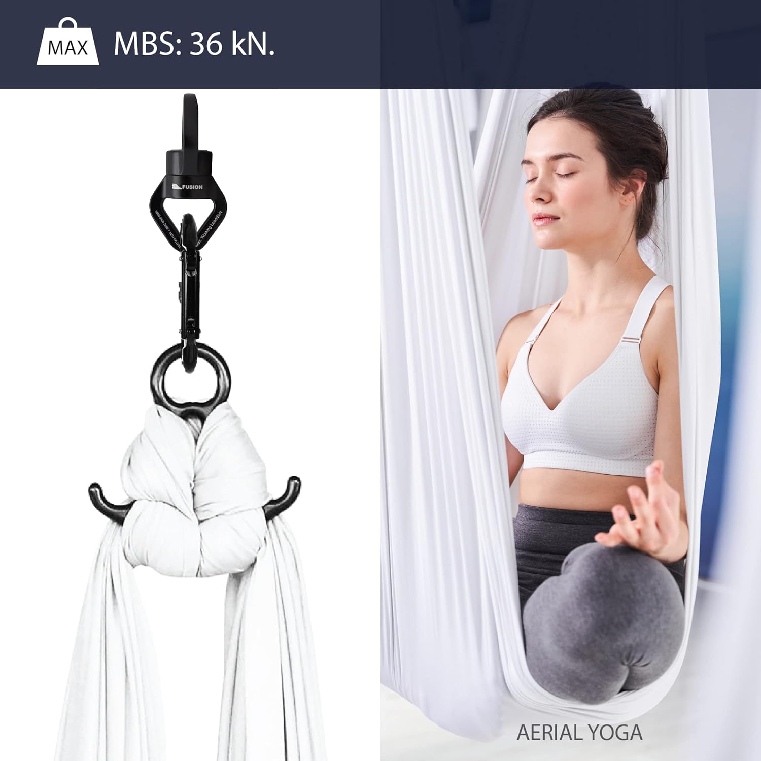 Fusion Climb Delta Swivel - Safest Rotational Device Hanger for Web Tree Swing, Therapy Swing, Aerial Dance, Rock Climbing, Hanging Hammocks (FP-8300-BLKBLK)