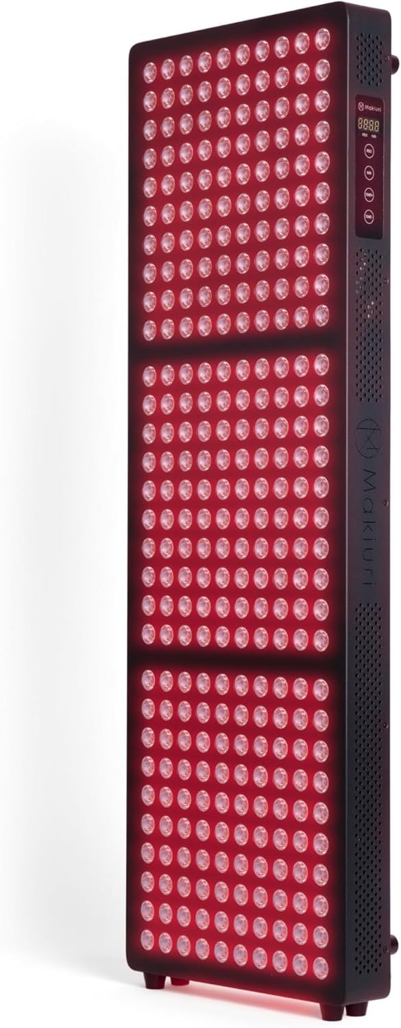 Makiuri Red Light Therapy Lamp | LED Light Therapy Panel for Face & Body | Infrared & Red Light in 5 Wavelengths | Supports Relaxation, Skin Appearance & Overall Wellness | Neptune (Black 300 LED)