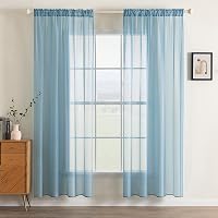 MIULEE Áttetsző Voile Függöny Szett, Szürke-Kék, 2 db, 245x140 cm, Puha Poliészter, Karnistartóval, Nappali és Hálószoba Dekoráció 1