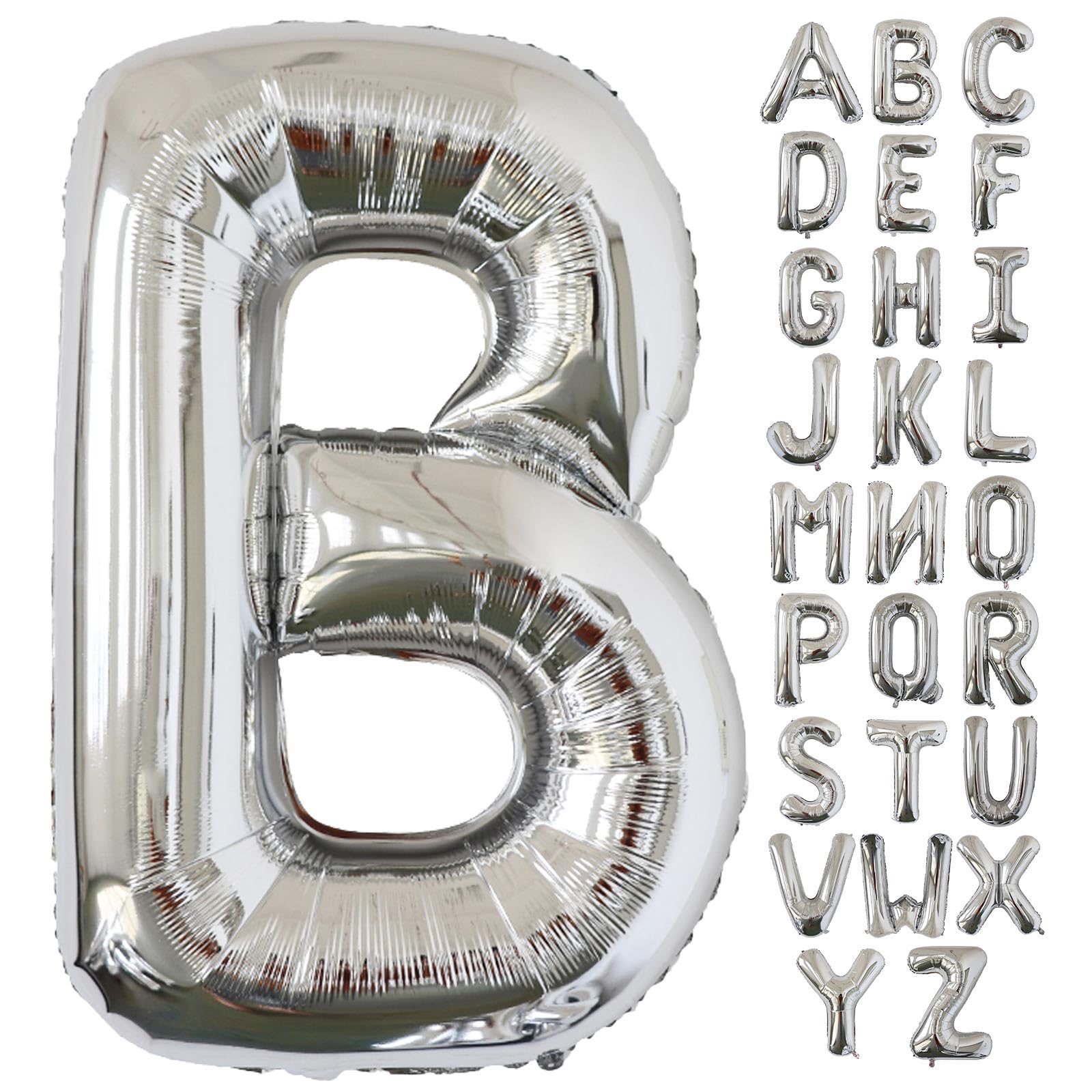 KALOR 40 Inch Silver Letter B Balloons Jumbo Foil Mylar Helium Big Balloons for Birthday Party Anniversary Baby Shower Supplies