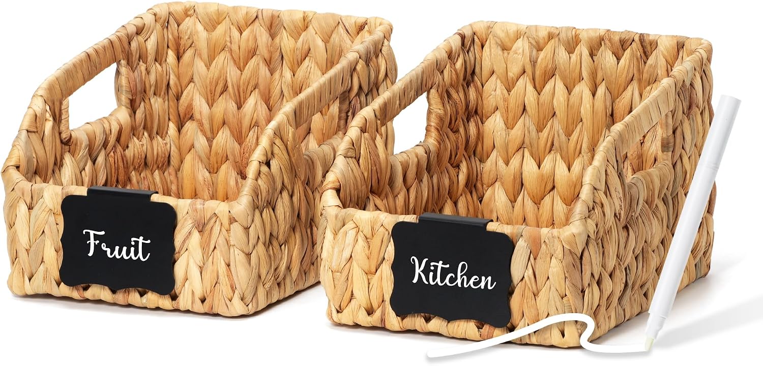 Pantry Baskets for Organizing,Wicker Storage Bins,S -2 pcs,Natural