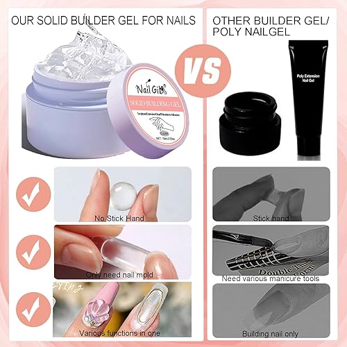 Miniatura 7 de NAILGIL - Gel constructor sólido para uñas, escultura de arte de uñas 3D, no pegajosa, extensión de gel transparente para manos con LED UV con molde