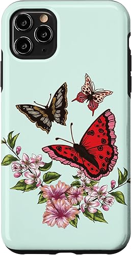 Funda para iPhone 11 Pro Max con diseño de mariposas voladoras coloridas