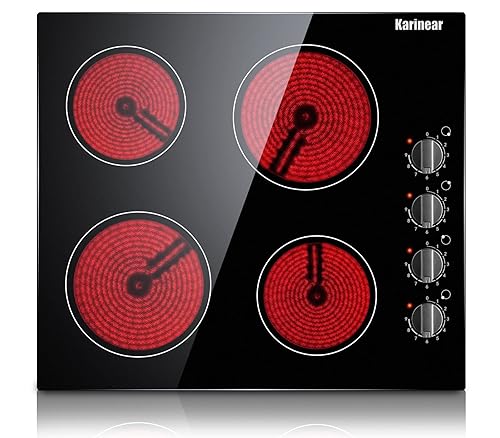 Karinear 4 Burner Electric Cooktop 24 Inch, Built-in Stove Top,